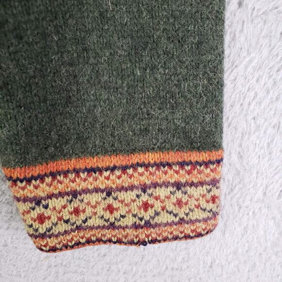 Vintage Abercrombie Fitch Sweater Women Large Green Shetland Wool Fair Isle - Picture 5 of 8